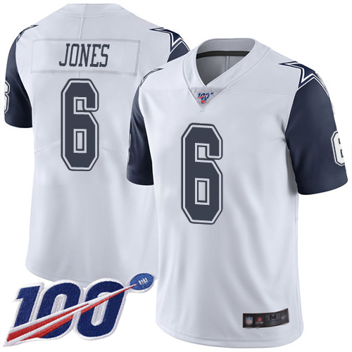 Men Dallas Cowboys Limited White Chris Jones #6 100th Season Rush Vapor Untouchable NFL Jersey->women nfl jersey->Women Jersey